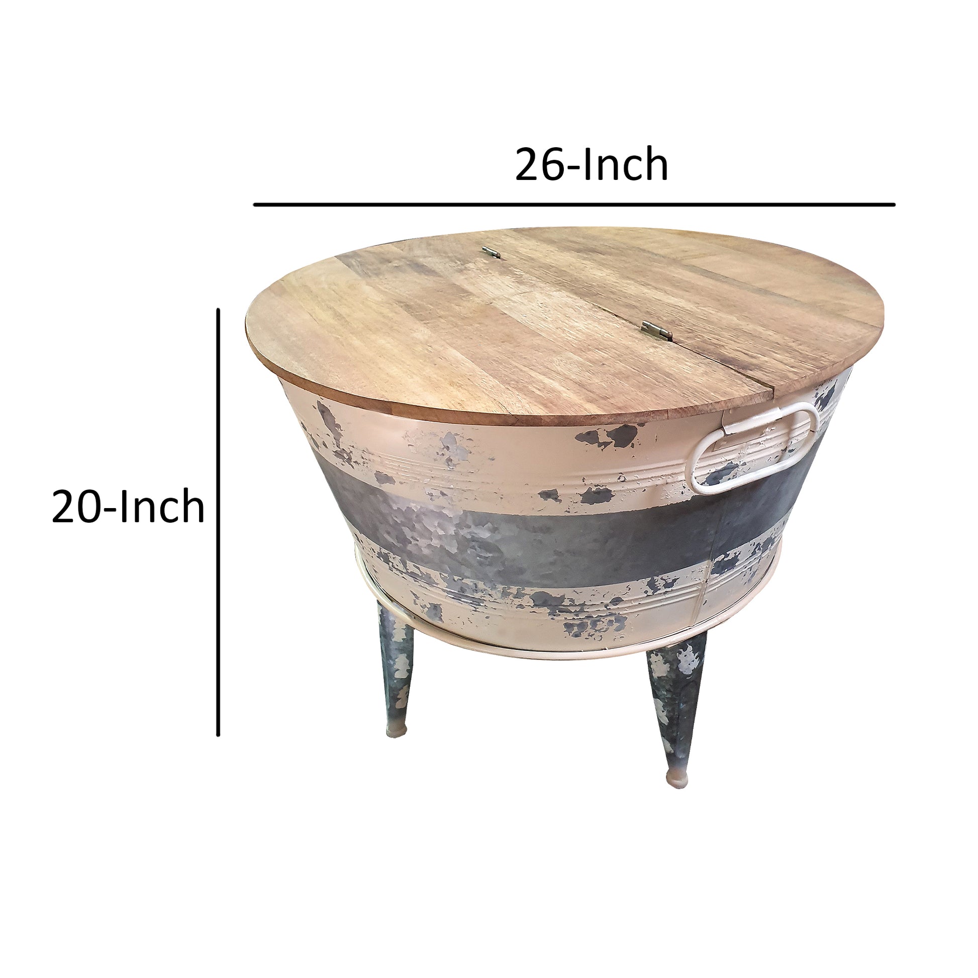 Distressed Wood And Metal Storage Coffee Table With Hinged Lift Top, Brown And Gray By Benzara | Coffee Tables |  Modishstore  - 3