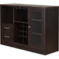 2 Drawer Wooden Server With One Side Door Cabinet And Wine Rack, Dark Brown By Benzara | Cabinets |  Modishstore  - 3