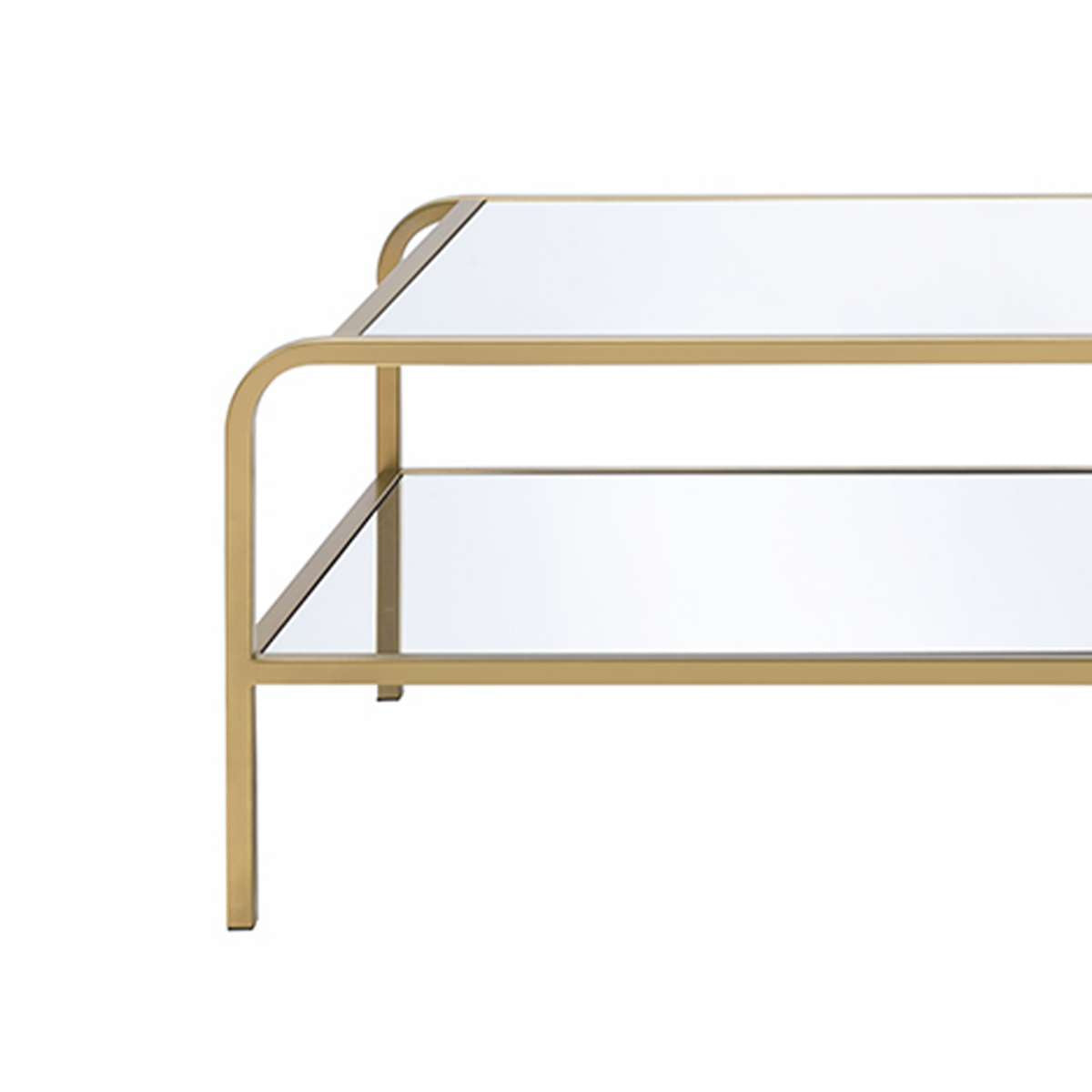 Metal Frame Mirrored Coffee Table With Tiered Shelves, Gold And Silver By Benzara | Coffee Tables |  Modishstore  - 3