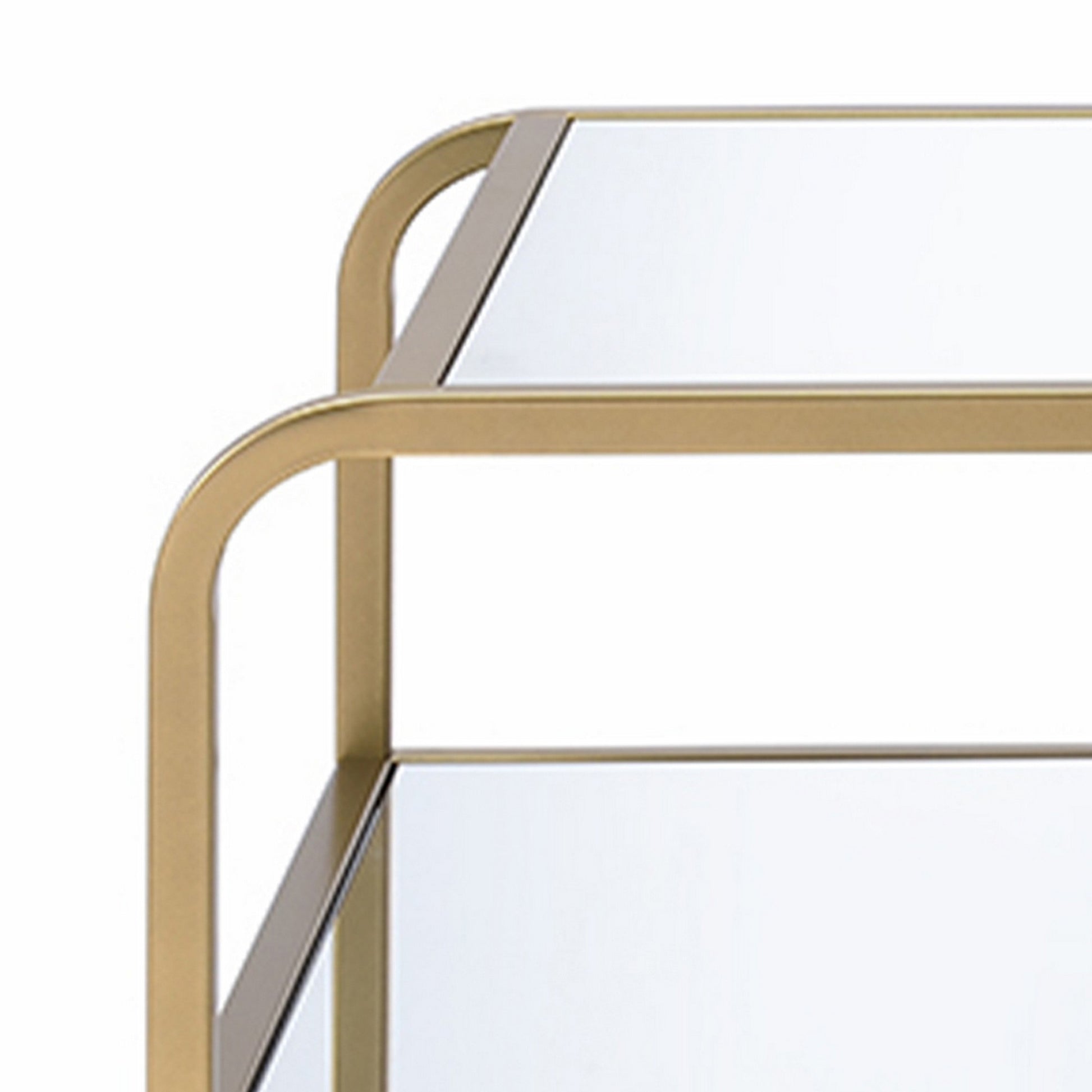 23 Inch 2 Tier Metal Frame Mirrored End Table, Gold And Silver By Benzara | Side Tables |  Modishstore  - 2
