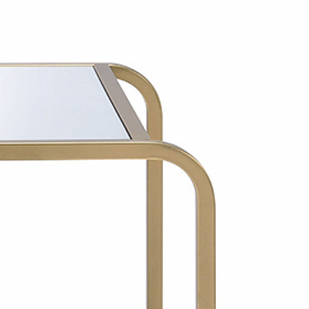 23 Inch 2 Tier Metal Frame Mirrored End Table, Gold And Silver By Benzara | Side Tables |  Modishstore  - 4