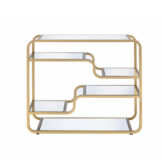 31 Inch Metal Frame Mirrored Sofa Table, Gold And Silver By Benzara | Side Tables |  Modishstore 