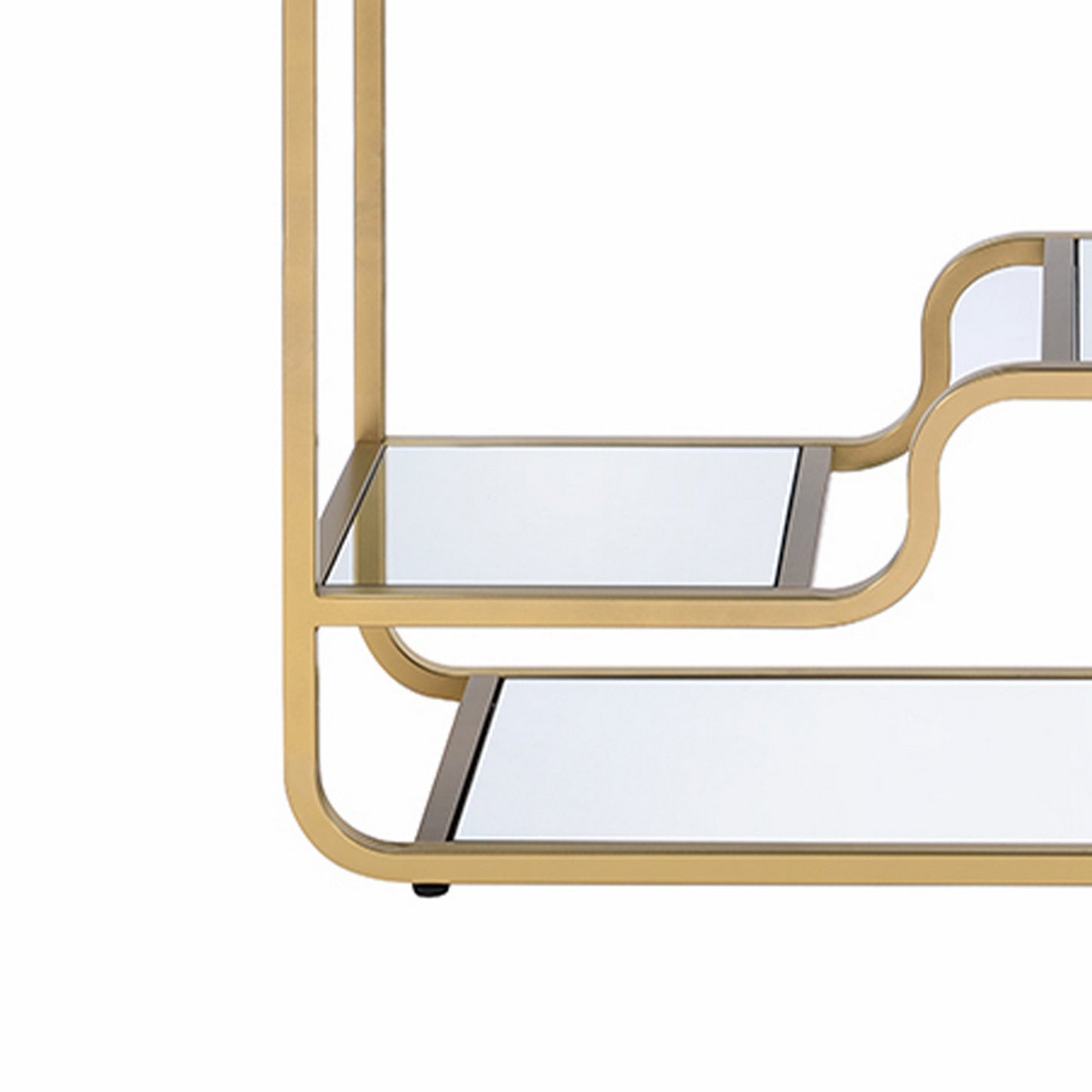 31 Inch Metal Frame Mirrored Sofa Table, Gold And Silver By Benzara | Side Tables |  Modishstore  - 2