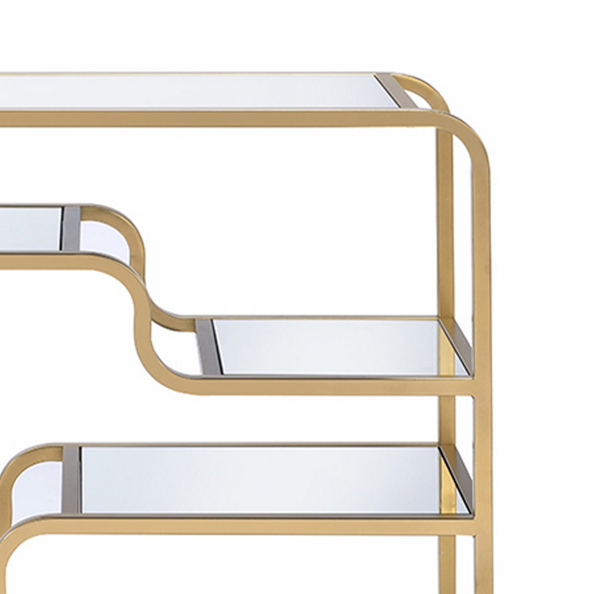 31 Inch Metal Frame Mirrored Sofa Table, Gold And Silver By Benzara | Side Tables |  Modishstore  - 4