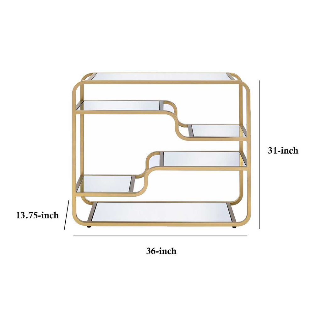 31 Inch Metal Frame Mirrored Sofa Table, Gold And Silver By Benzara | Side Tables |  Modishstore  - 5