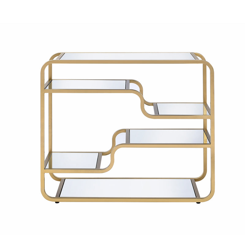 31 Inch Metal Frame Mirrored Sofa Table, Gold And Silver By Benzara | Side Tables |  Modishstore 