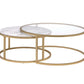 Metal Framed Nesting Coffee Tables With Glass And Marble Tops, Set Of Two, Gold By Benzara | Coffee Tables |  Modishstore  - 5