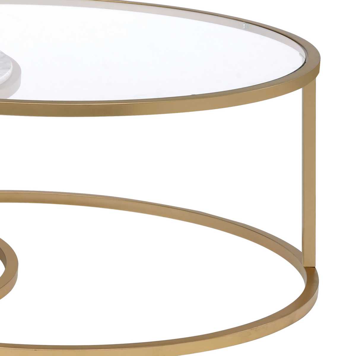 Metal Framed Nesting Coffee Tables With Glass And Marble Tops, Set Of Two, Gold By Benzara | Coffee Tables |  Modishstore  - 4