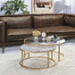 Metal Framed Nesting Coffee Tables With Glass And Marble Tops, Set Of Two, Gold By Benzara | Coffee Tables |  Modishstore 