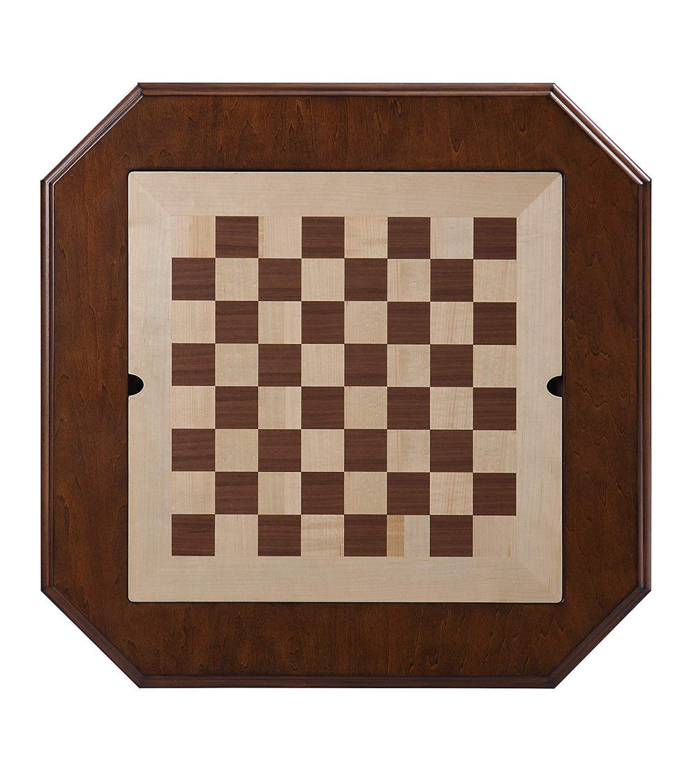 Wooden Square Top Reversible Game Table With Pedestal Base, Brown By Benzara | Side Tables |  Modishstore  - 8