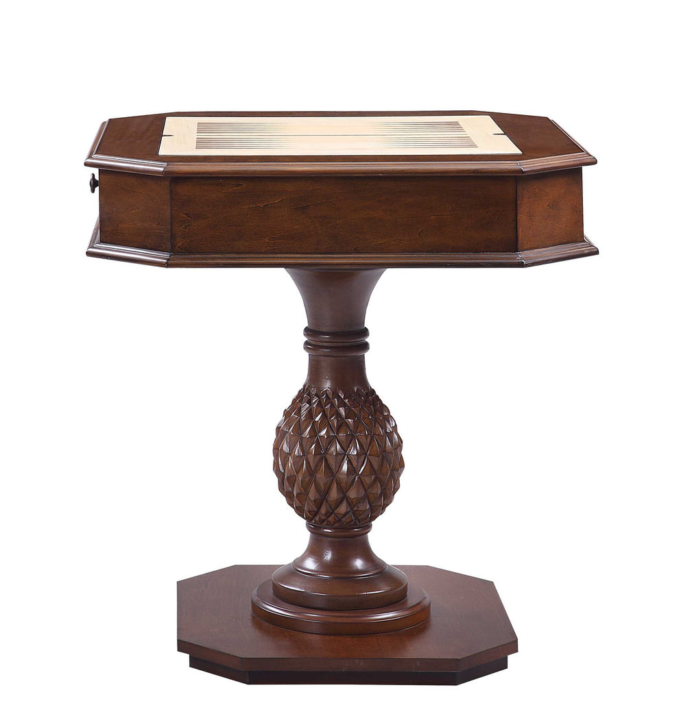 Wooden Square Top Reversible Game Table With Pedestal Base, Brown By Benzara | Side Tables |  Modishstore  - 5
