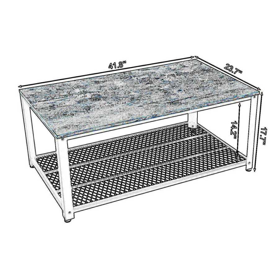 Metal Frame Coffee Table With Wooden Top And Mesh Bottom Shelf, Brown And Black By Benzara | Coffee Tables |  Modishstore  - 5