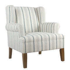 Fabric Upholstered Wooden Accent Chair With Wing Back, Multicolor By Benzara