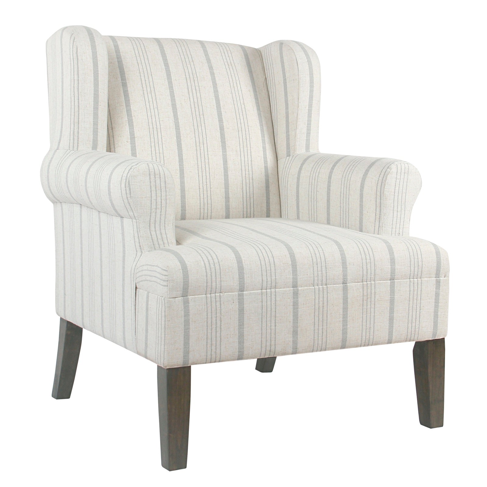 Stripped Pattern Fabric Upholstered Wooden Accent Chair With Wing Back, Multicolor By Benzara | Accent Chairs |  Modishstore 