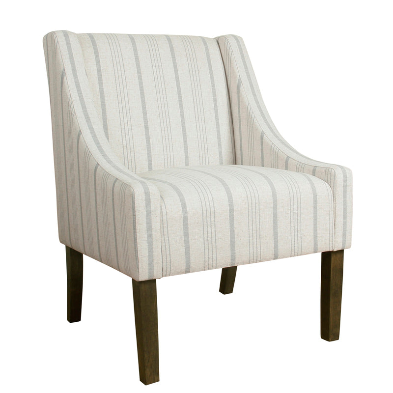 Fabric Upholstered Wooden Accent Chair With Stripe Pattern And Swooping Armrests, Multicolor By Benzara | Accent Chairs |  Modishstore 