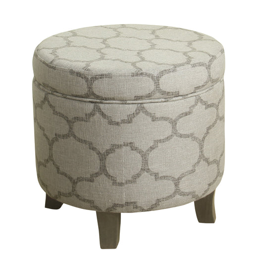 Wooden Ottoman With Geometric Patterned Fabric Upholstery And Hidden Storage, Gray By Benzara | Ottomans |  Modishstore 
