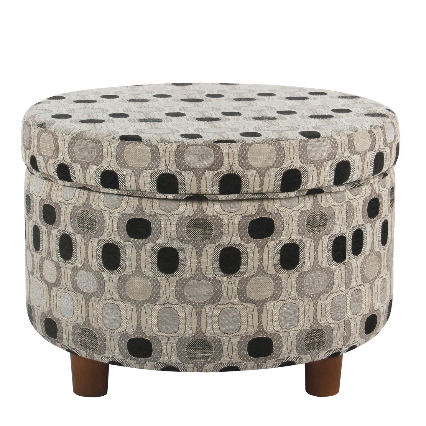 Wooden Ottoman With Geometric Patterned Fabric Upholstery And Hidden Storage, Multicolor By Benzara | Ottomans | Modishstore
