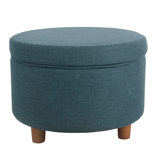 Fabric Upholstered Wooden Ottoman With Lift Off Lid Storage, Teal Blue By Benzara | Ottomans | Modishstore