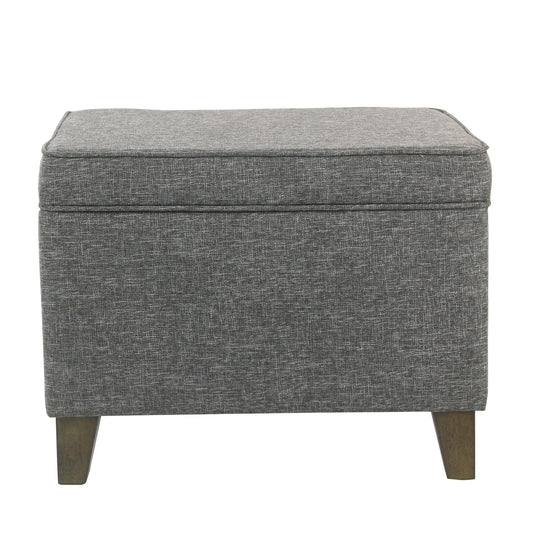 Rectangular Fabric Upholstered Wooden Ottoman With Lift Top Storage, Gray By Benzara | Ottomans | Modishstore