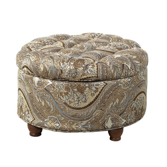 Paisley Patterned Fabric Upholstered Wooden Ottoman With Hidden Storage, Multicolor By Benzara | Ottomans |  Modishstore 