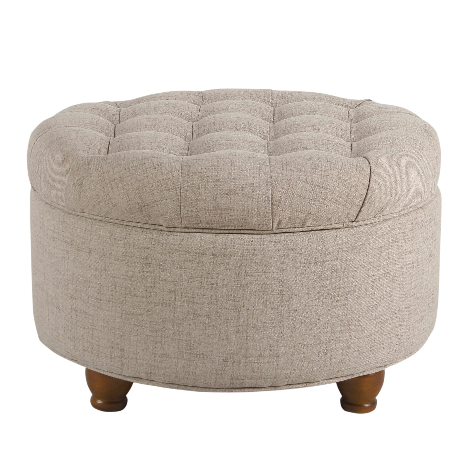 Fabric Upholstered Wooden Ottoman With Tufted Lift Off Lid Storage, Beige By Benzara | Ottomans |  Modishstore 