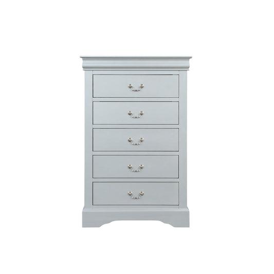 Traditional Style Five Drawer Wooden Chest With Bracket Base, Gray By Benzara | Cabinets |  Modishstore 