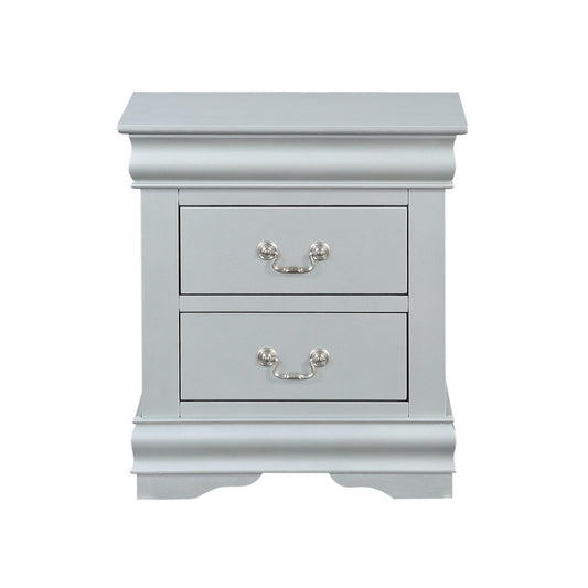 Traditional Style Wooden Nightstand With Two Drawers And Bracket Base, Gray By Benzara | Nightstands |  Modishstore 