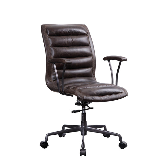 Swivel Adjustable Leatherette Executive Office Chair, Brown By Benzara | Office Chairs | Modishstore