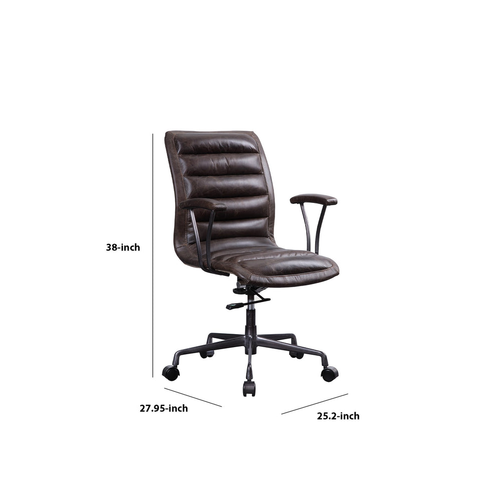 Swivel Adjustable Leatherette Executive Office Chair, Brown By Benzara | Office Chairs | Modishstore - 5