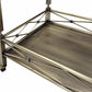Two Tiered Metal Serving Cart With Glass Shelves And Side Rails, Antique Gold By Benzara | Bar Carts |  Modishstore  - 4