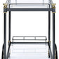 Metal Framed Serving Cart With Glass Shelves And Side Handle, Black And Gold By Benzara | TV Tray Tables |  Modishstore  - 2