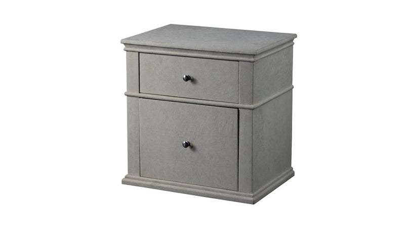 Spacious Fabric Upholstered Wooden Nightstand With Two Drawers, Light Gray By Benzara | Nightstands |  Modishstore 