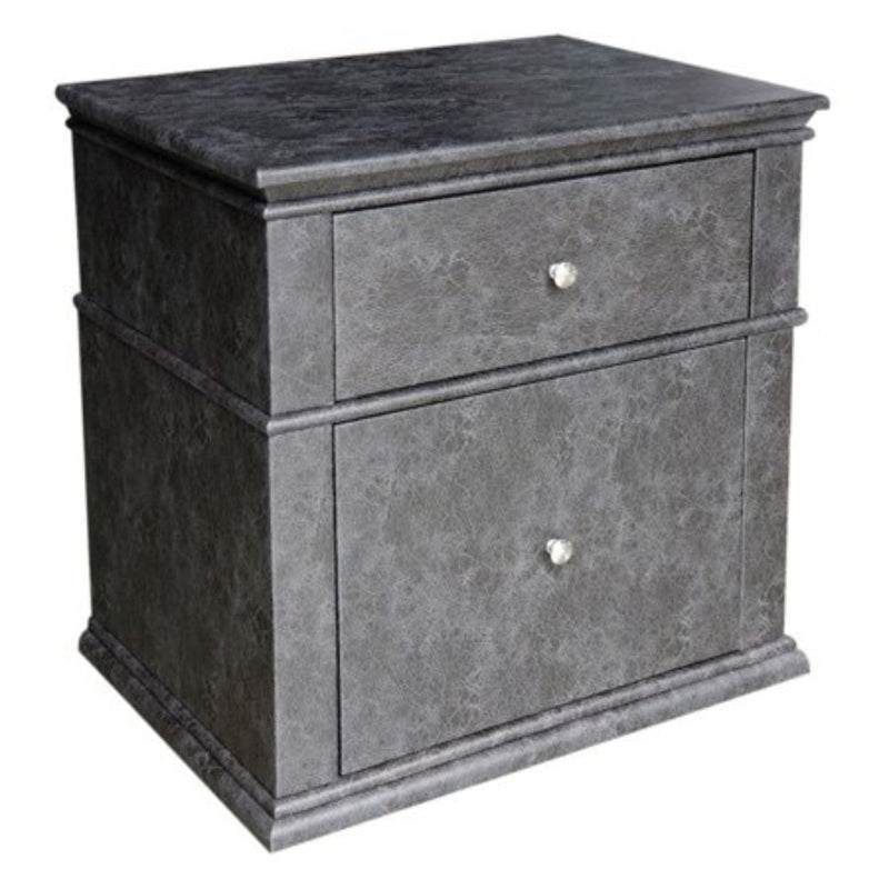 Leather Upholstered Wooden Nightstand With Two Drawers, Grey By Benzara | Nightstands |  Modishstore 