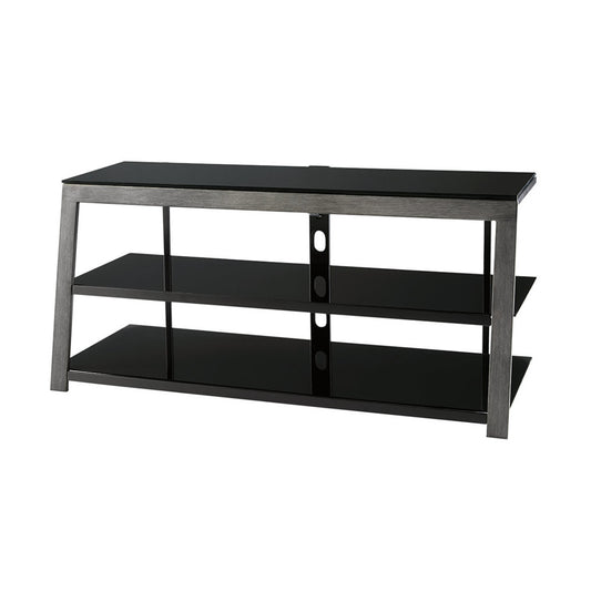 Metal Framed Tv Stand With Tempered Glass Shelves And Top, Black And Gray By Benzara | TV Stands |  Modishstore 