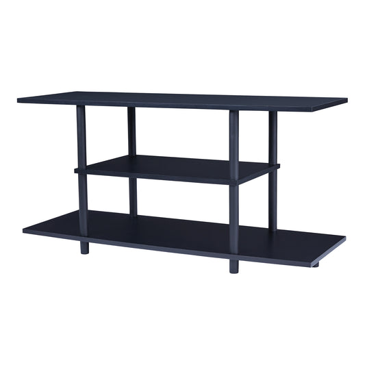 Wooden Tv Stand With Tubular Plastic Legs And Two Shelves, Black By Benzara | TV Stands |  Modishstore 