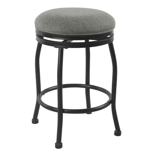 Metal Counter Stool With Swivelling Fabric Padded Seat, Gray And Black By Benzara | Bar Stools & Tables | Modishstore