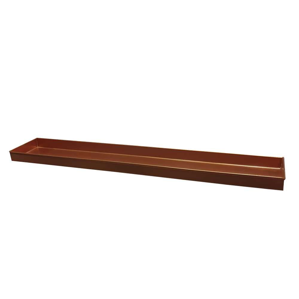 29 Inch Rectangular Metal Window Sill Plant Tray With Trim Edges, Large, Copper By Benzara | Planters, Troughs & Cachepots |  Modishstore  - 3