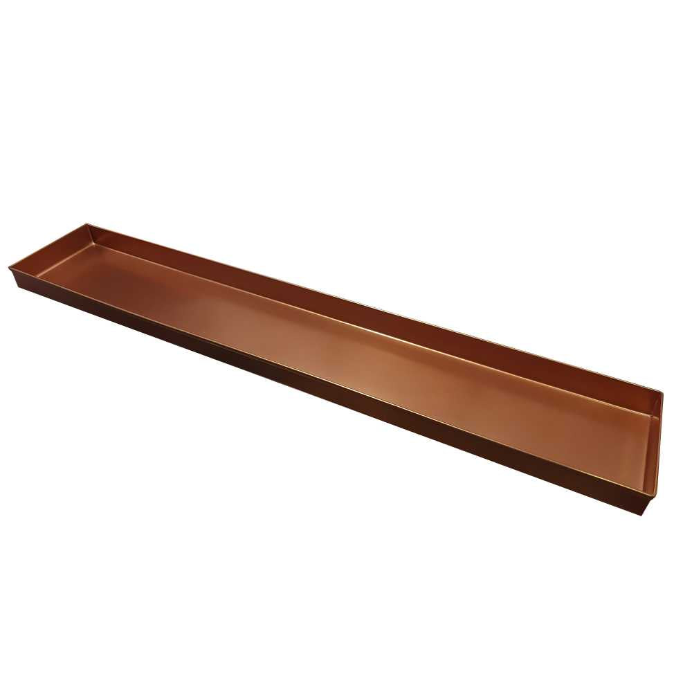 29 Inch Rectangular Metal Window Sill Plant Tray With Trim Edges, Large, Copper By Benzara | Planters, Troughs & Cachepots |  Modishstore  - 4