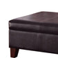 Leatherette Upholstered Wooden Ottoman With Hinged Storage, Brown, Large By Benzara | Ottomans | Modishstore - 4