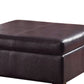 Leatherette Upholstered Wooden Ottoman With Hinged Storage, Brown, Large By Benzara | Ottomans | Modishstore - 3