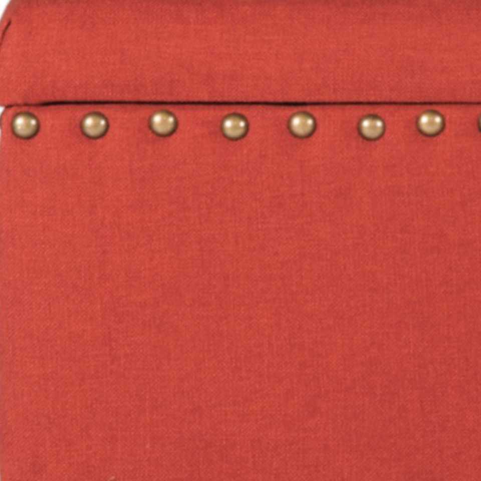 Fabric Upholstered Wooden Storage Bench With Nail Head Trim, Large, Orange And Brown By Benzara | Benches |  Modishstore  - 3