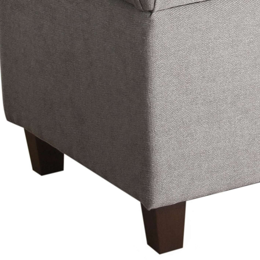 Fabric Upholstered Button Tufted Wooden Bench With Hinged Storage, Gray And Brown By Benzara | Benches |  Modishstore  - 3
