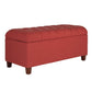 Fabric Upholstered Button Tufted Wooden Bench With Hinged Storage, Red And Brown By Benzara | Benches |  Modishstore 