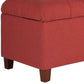 Fabric Upholstered Button Tufted Wooden Bench With Hinged Storage, Red And Brown By Benzara | Benches |  Modishstore  - 3