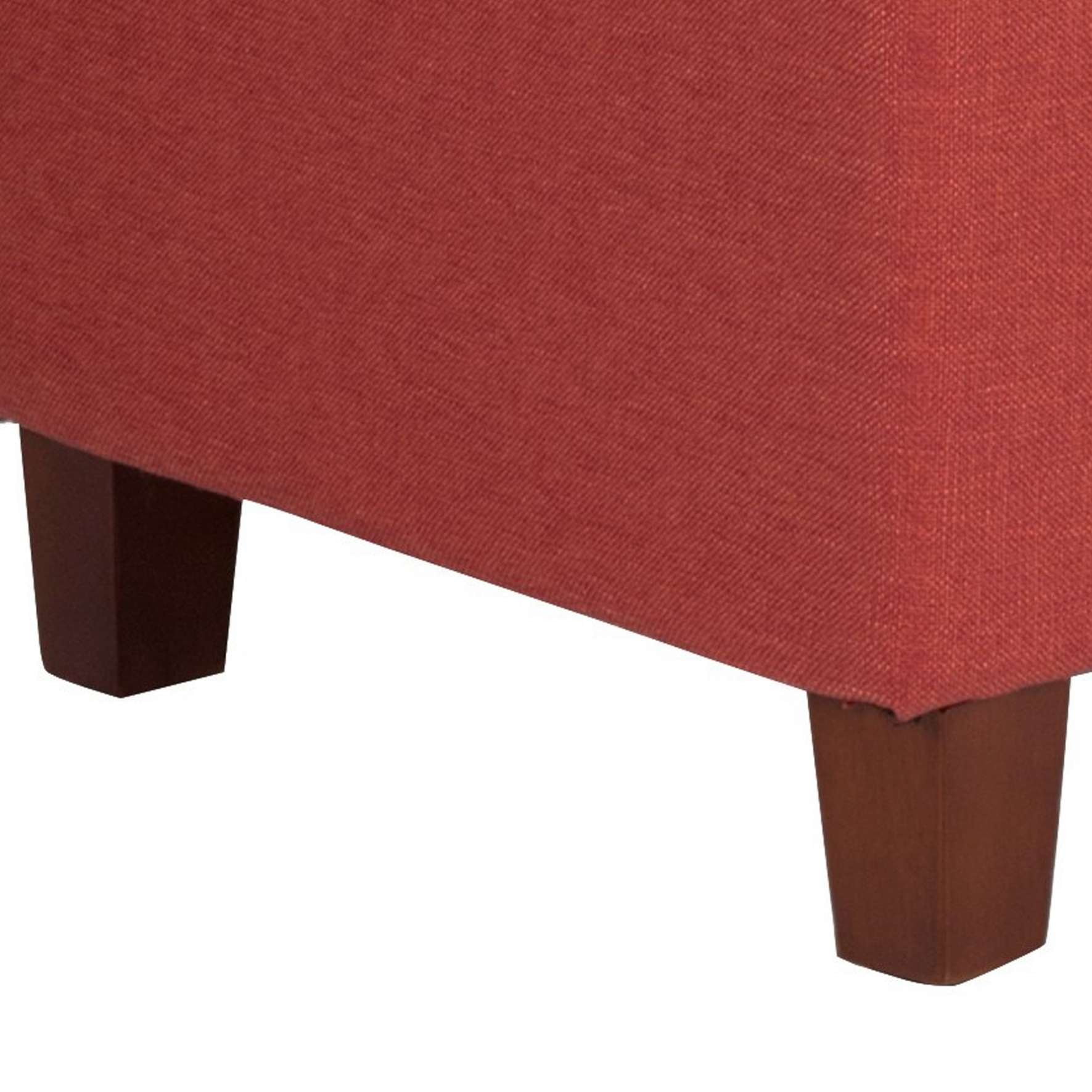 Fabric Upholstered Button Tufted Wooden Bench With Hinged Storage, Red And Brown By Benzara | Benches |  Modishstore  - 2