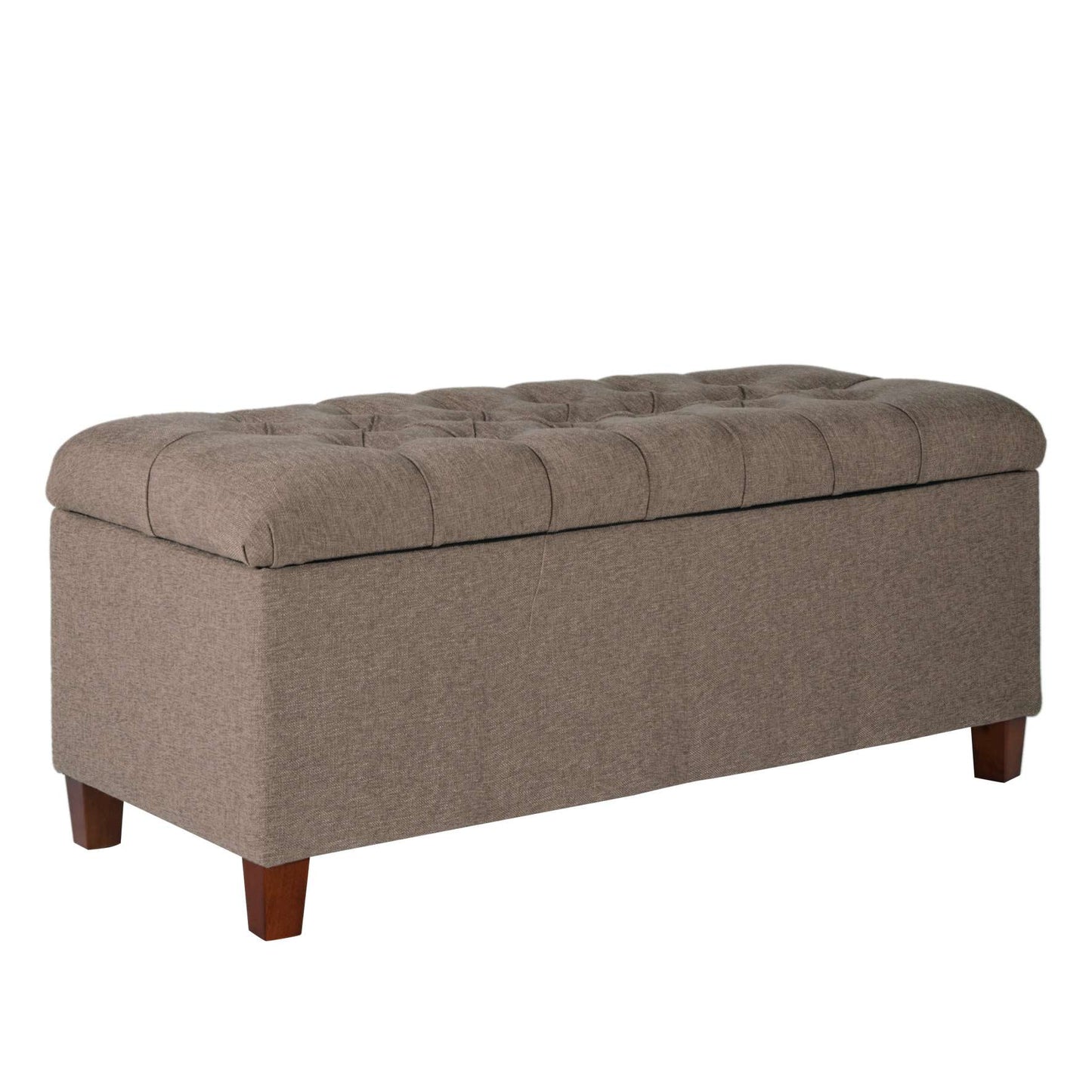 Textured Fabric Upholstered Tufted Wooden Bench With Hinged Storage, Brown By Benzara | Benches |  Modishstore 