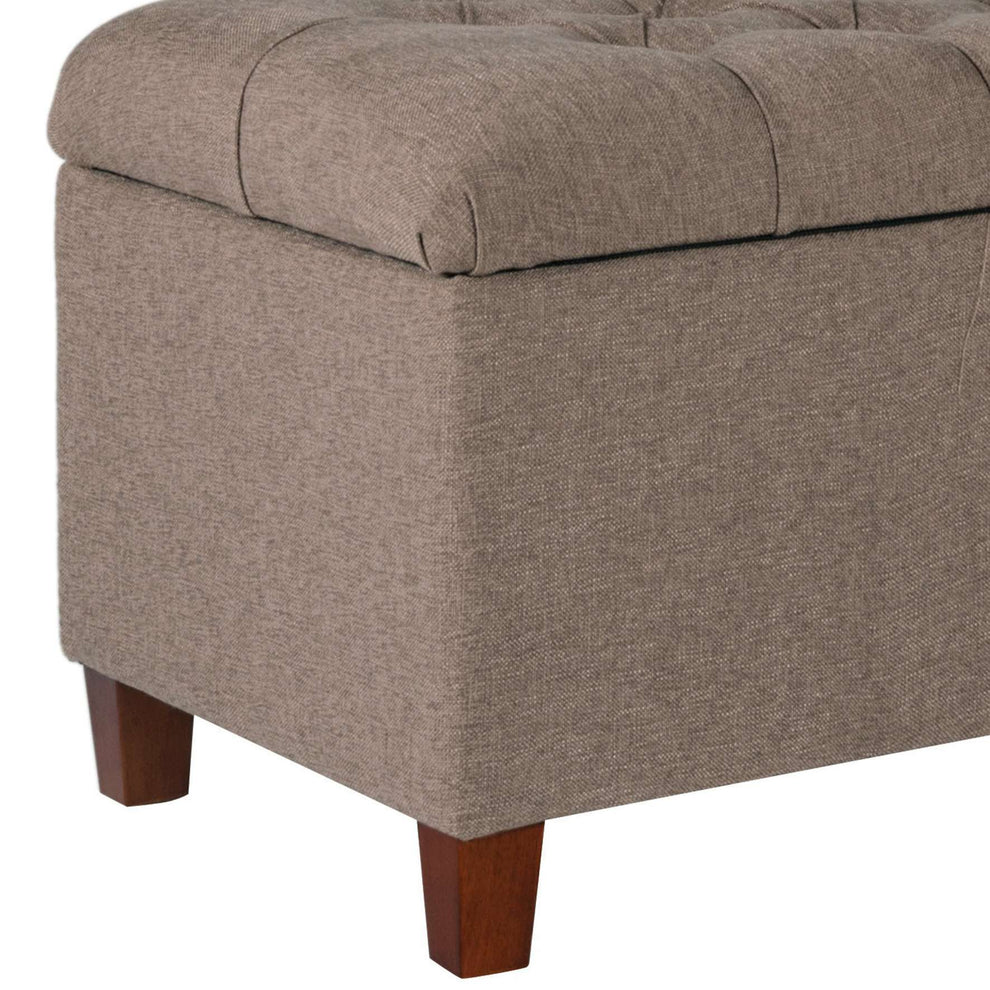 Textured Fabric Upholstered Tufted Wooden Bench With Hinged Storage, Brown By Benzara | Benches |  Modishstore  - 4