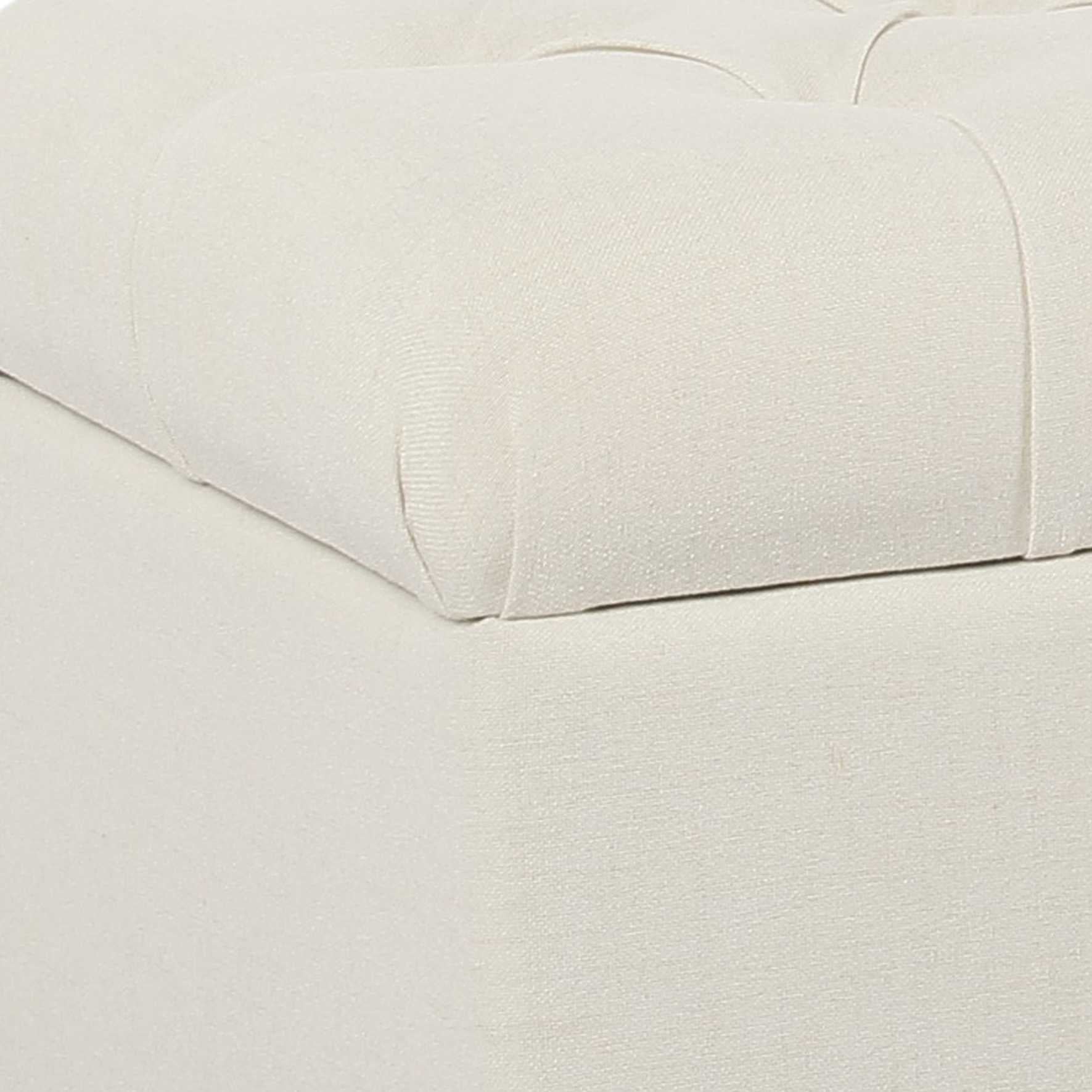 Fabric Upholstered Button Tufted Wooden Bench With Hinged Storage, White And Brown By Benzara | Benches |  Modishstore  - 4