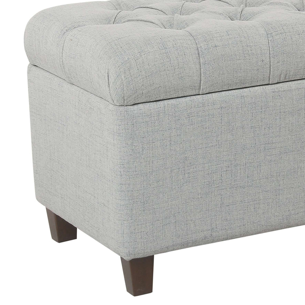 Fabric Upholstered Button Tufted Wooden Bench With Hinged Storage, Light Gray And Brown By Benzara | Benches |  Modishstore  - 2