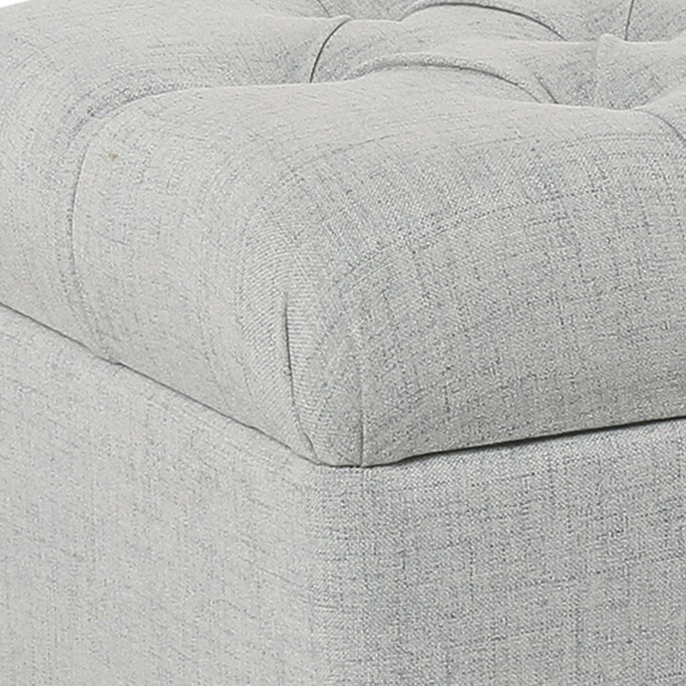 Fabric Upholstered Button Tufted Wooden Bench With Hinged Storage, Light Gray And Brown By Benzara | Benches |  Modishstore  - 4